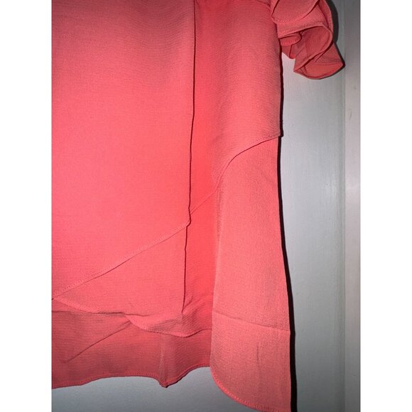 L. Hansen Coral Ruffle Sleeve Tunic Blouse Womens Large 97% Polyester 3% Elastan - Picture 7 of 10